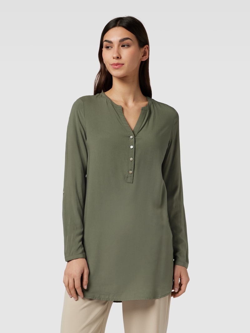 Bluse mit Tunikakragen in schilf