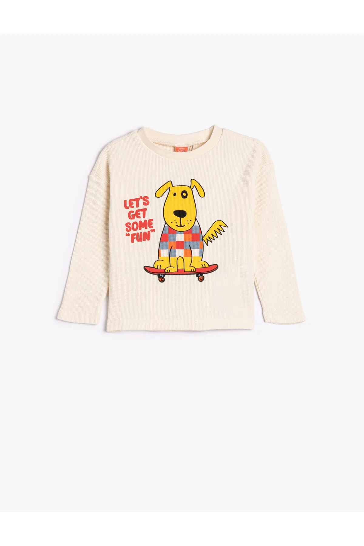 Koton  T-Shirt mit langen Ärmeln und Rundhalsausschnitt aus Baumwolle mit Hundemotiv
