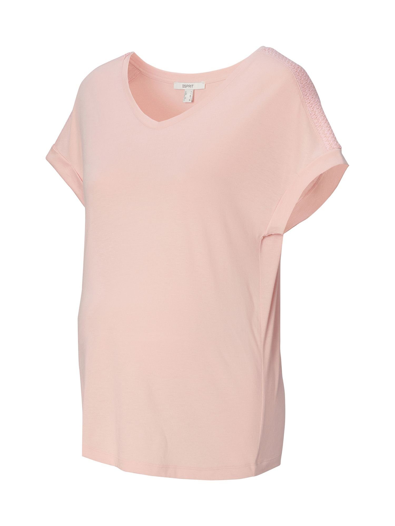 ESPRIT maternity Umstandsshirt MATERNITY Gesmoktes T-Shirt mit V-Ausschnitt