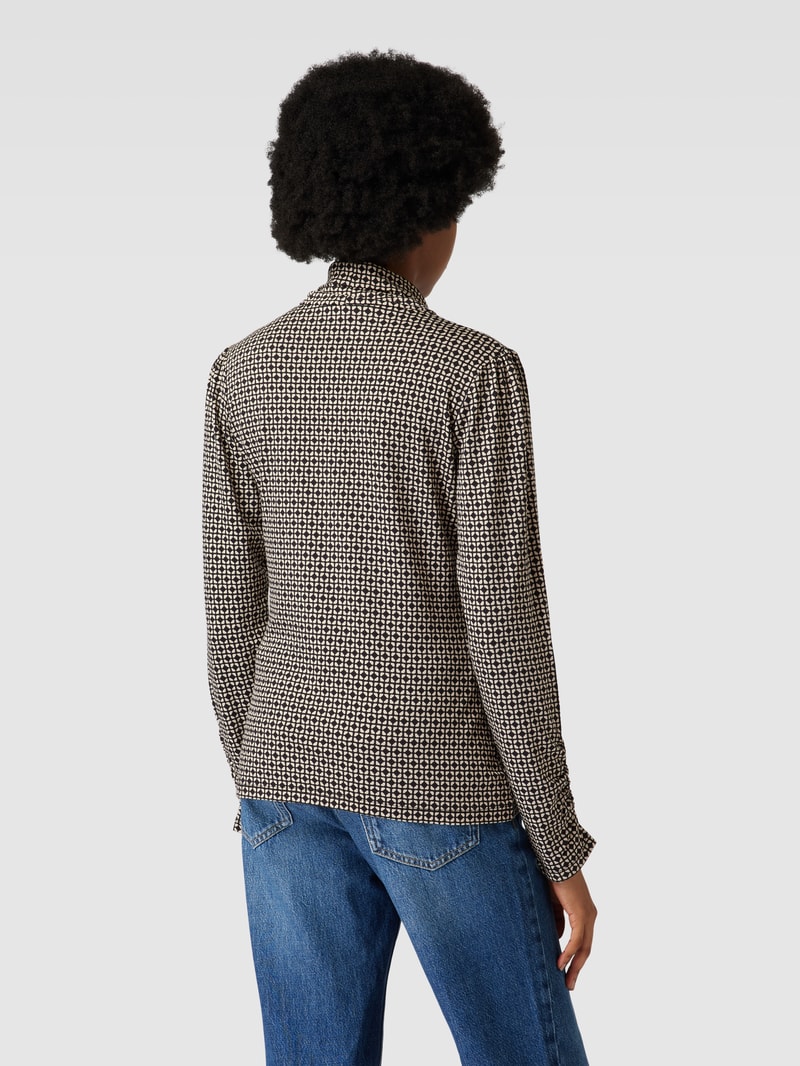 Longsleeve mit Rollkragen und grafischem Muster in schwarz