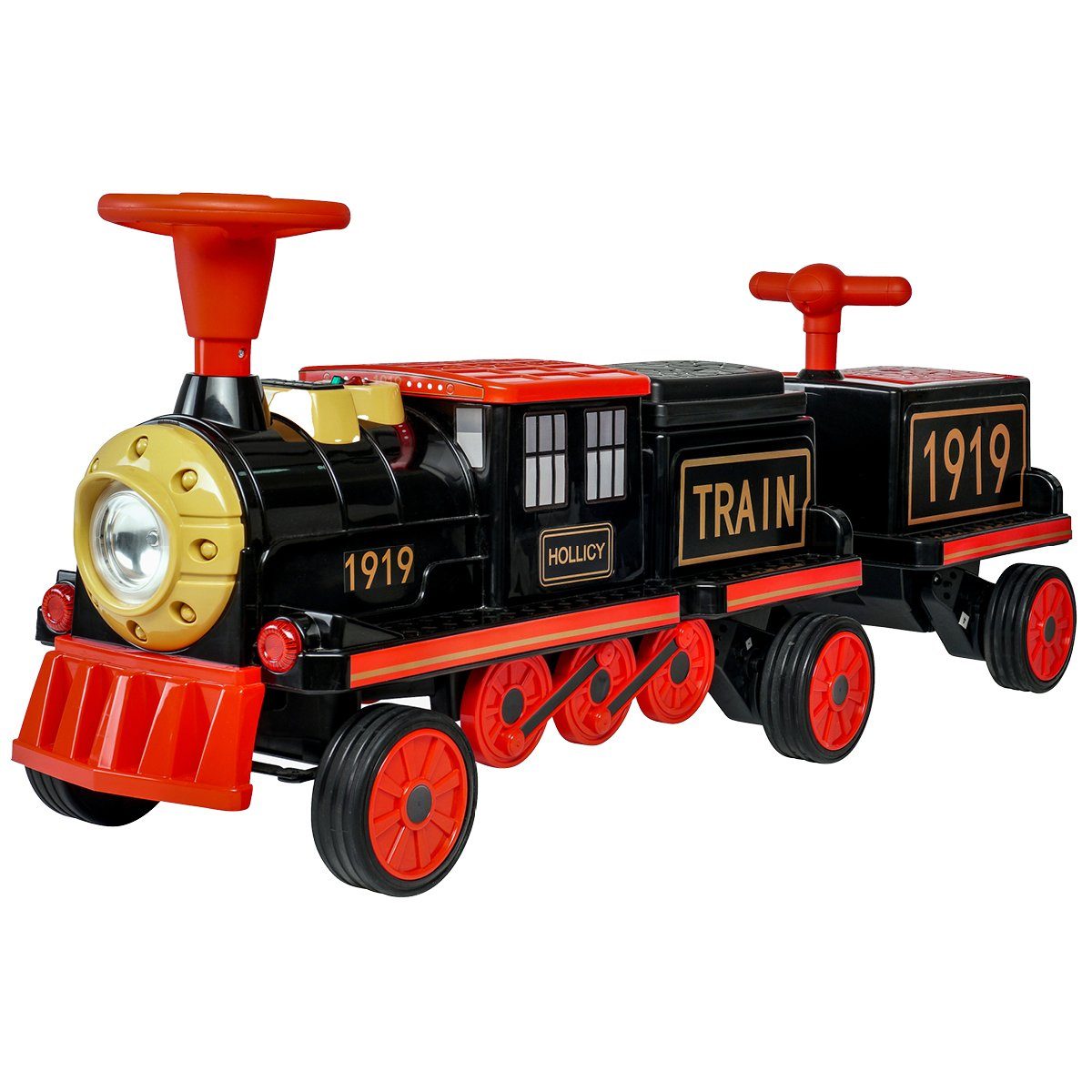 Actionbikes Motors electric children's car, children's electric train with trailer, load capacity 60 kg, (2 pieces), 3 seats - horn and music - soft start - 2 x 12 V motors