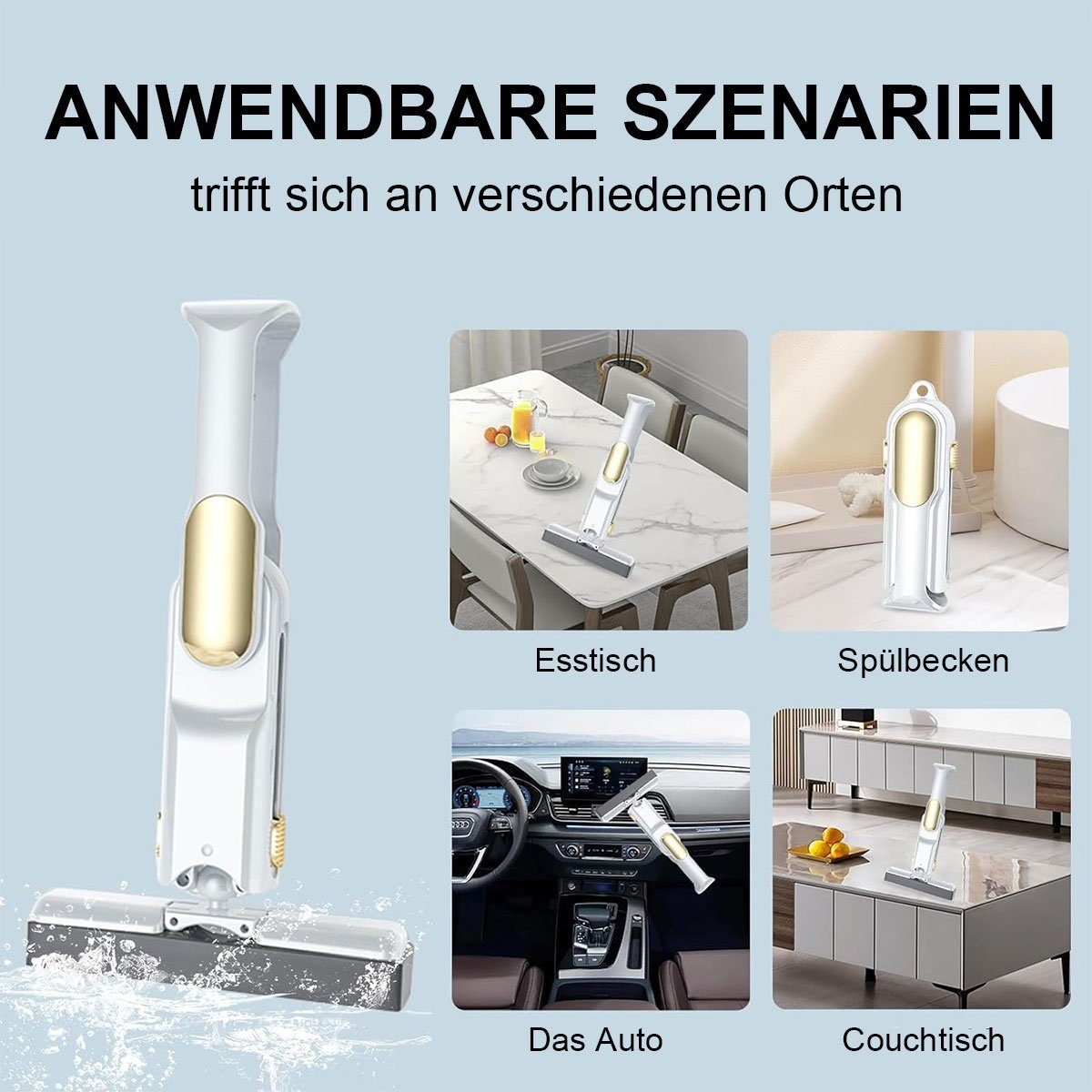 Welikera Wischmopp Mini-Moppe mit 2 Schwammkopf, Teleskop-Design 156 mm-270mm
