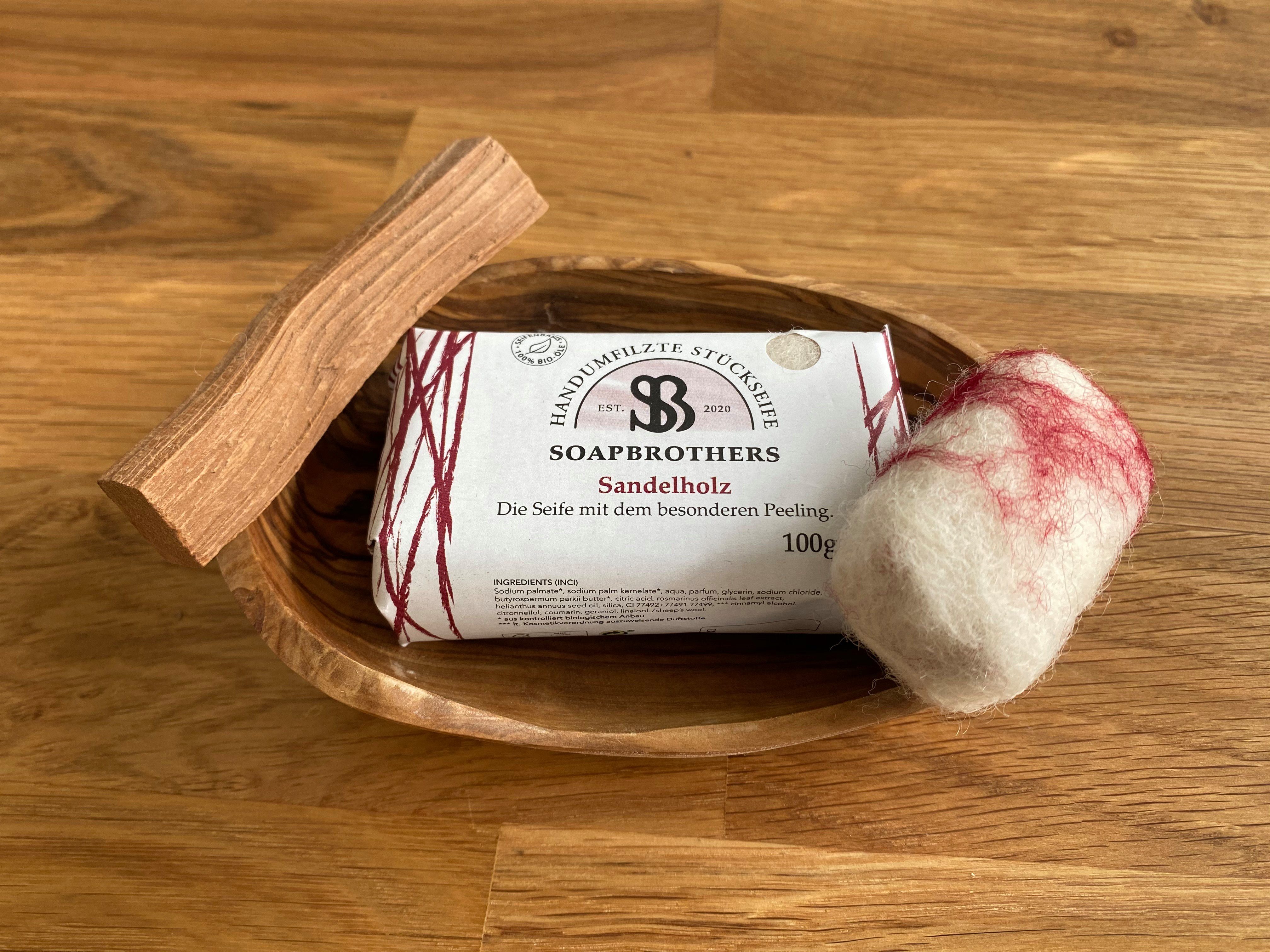 Soapbrothers Handseife Naturkosmetik, Bio-Seife, Handseife in 8 Duftsorten mit Peeling-Effekt, 1-tlg., Filzseife, Naturkosmetik