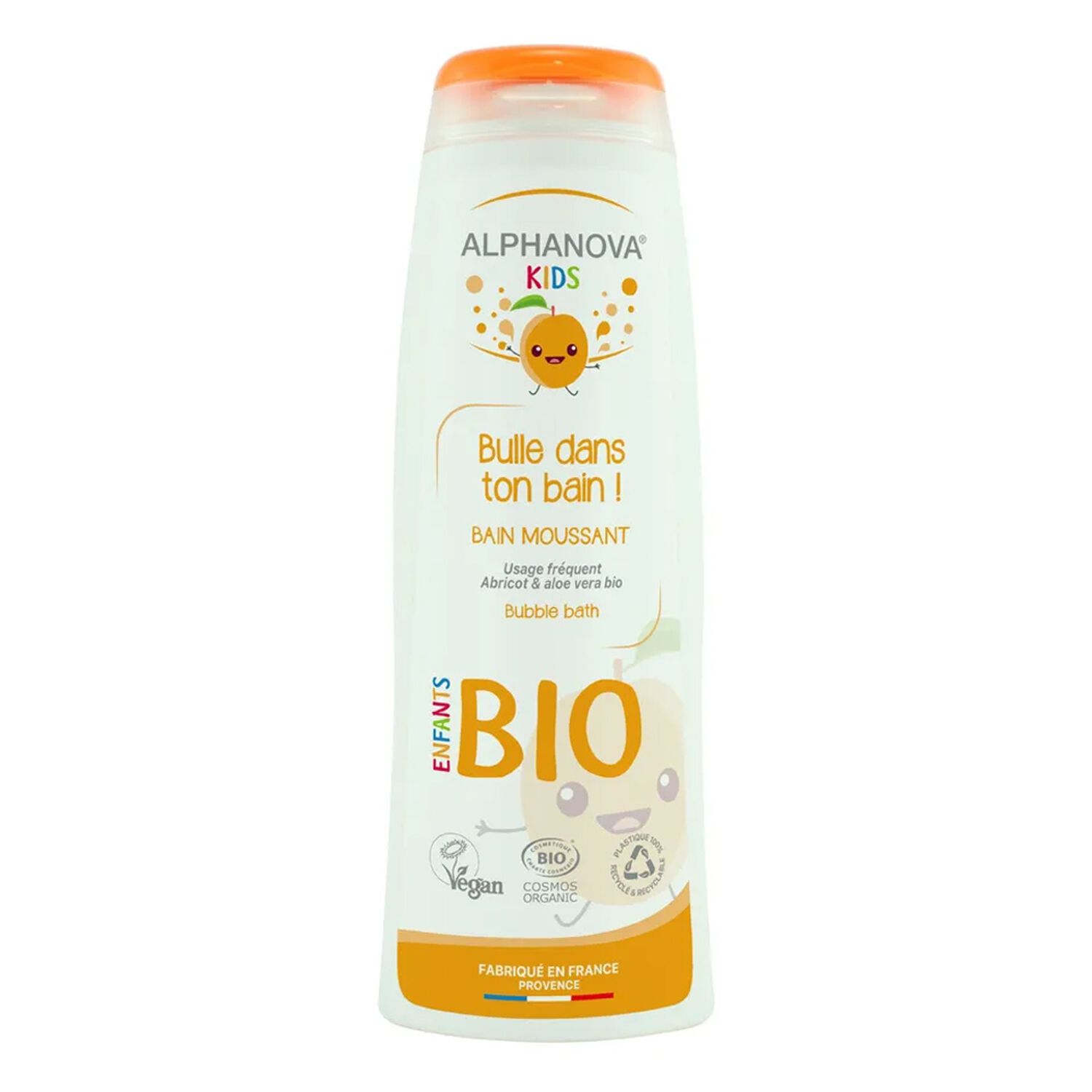 Alphanova Bulle Dans ton Bain ! Alphanova Kids ® Bain Moussant Bio à l'Abricot 250 ml