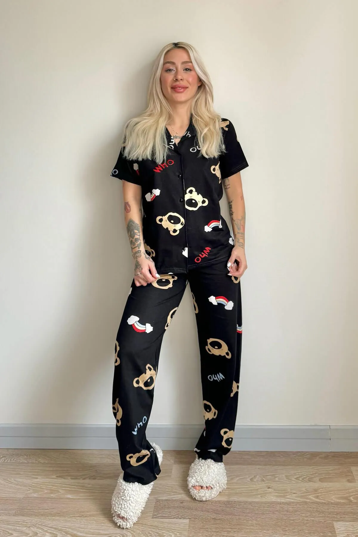 Pijamaevi  Pyjama set - Schwarz - Unifarben