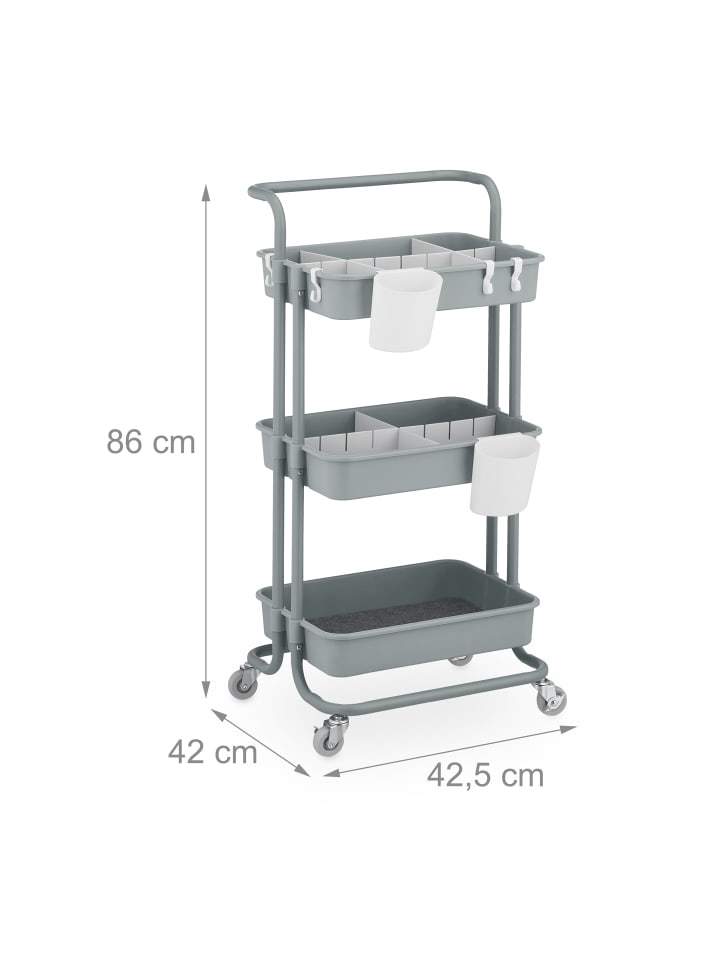 relaxdays Rollwagen in Grau - (B)42,5 x (H)86 x (T)36 cm günstig kaufen onesize