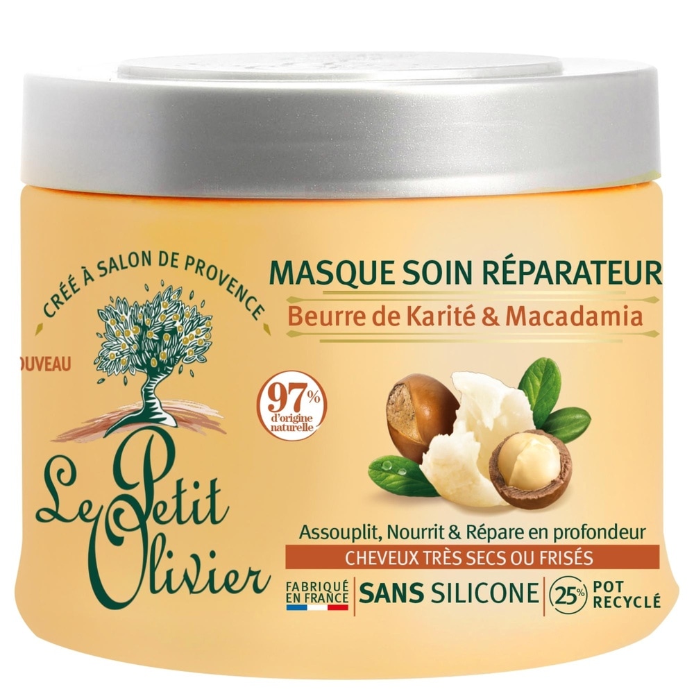 le petit olivier Masque Soin Réparateur Beurre de Karité& Macadamia Masque - Cheveux Très Secs ou Frisés