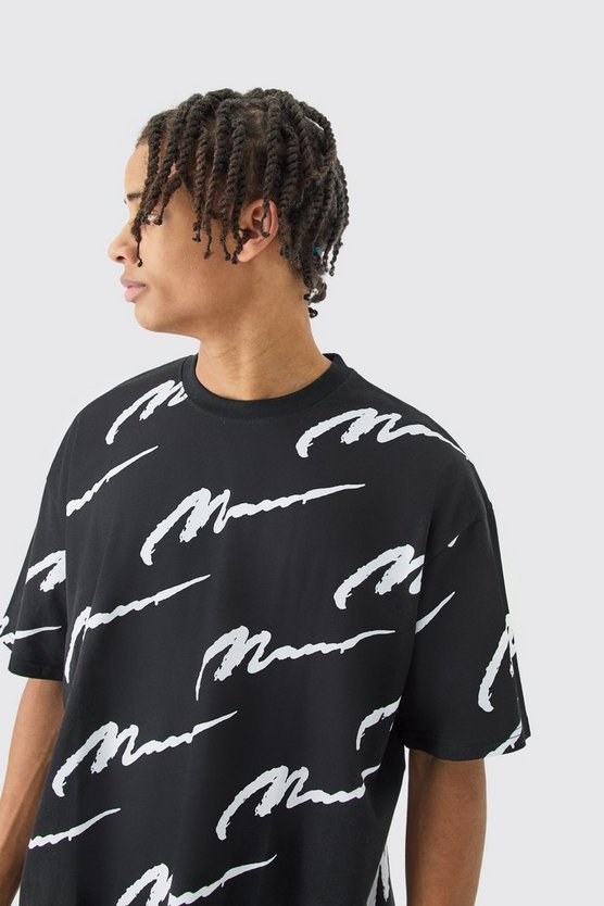 Man Signature Oversize T-Shirt mit Print