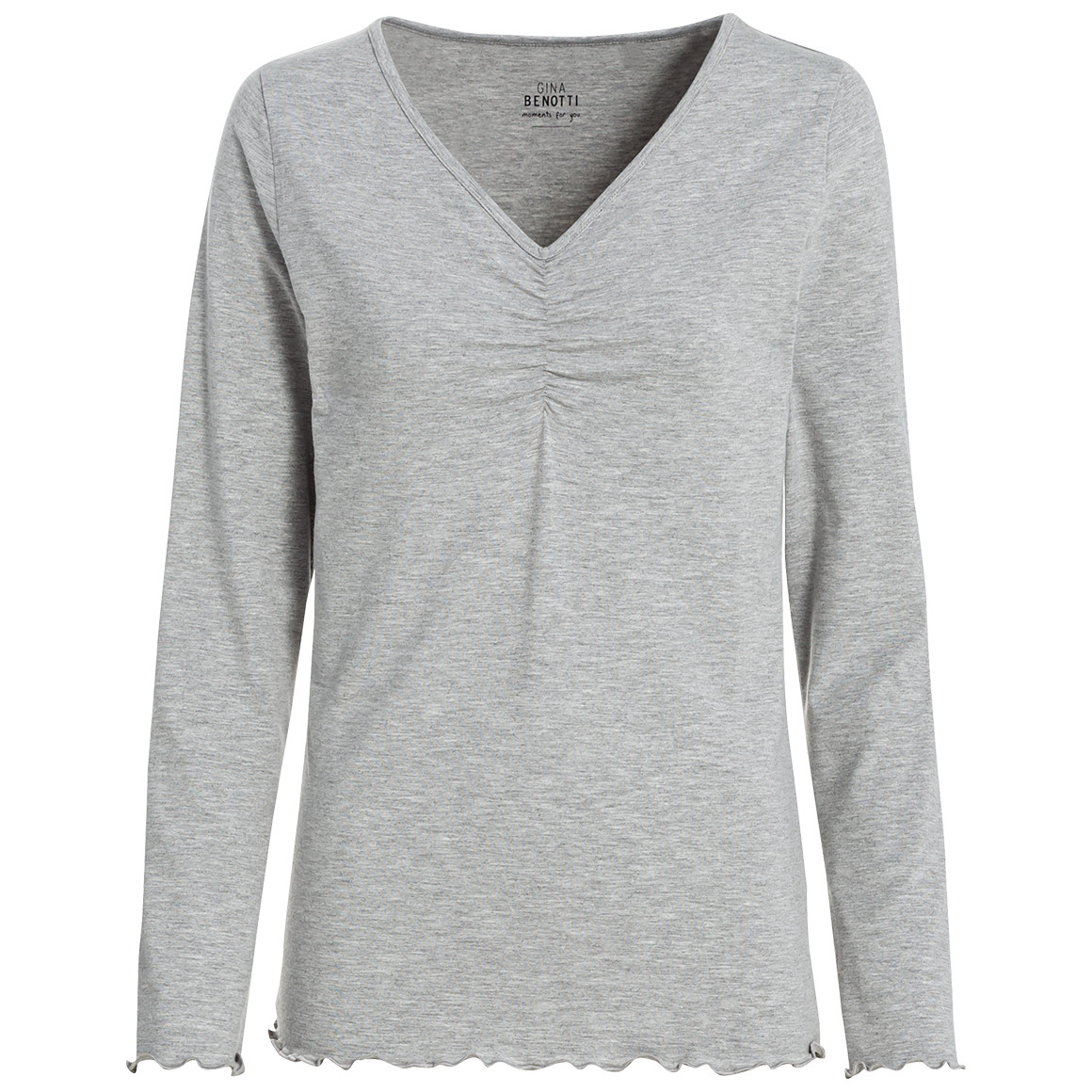 Damen Loungewear-Langarmshirt mit Raffung
