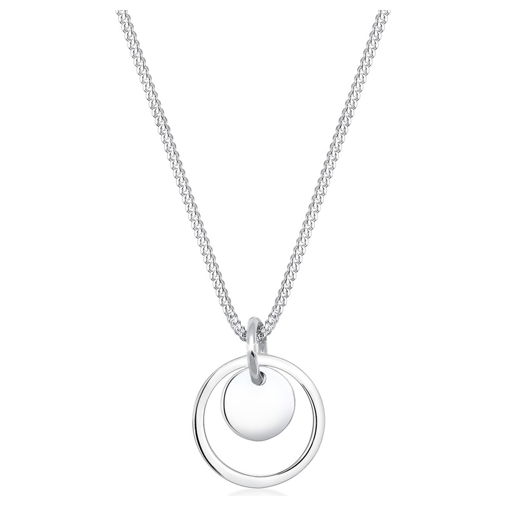 Elli Elli by Julie & Grace Collier Femme Pendentif Paillette Cercle Simple - (925/1000 collier