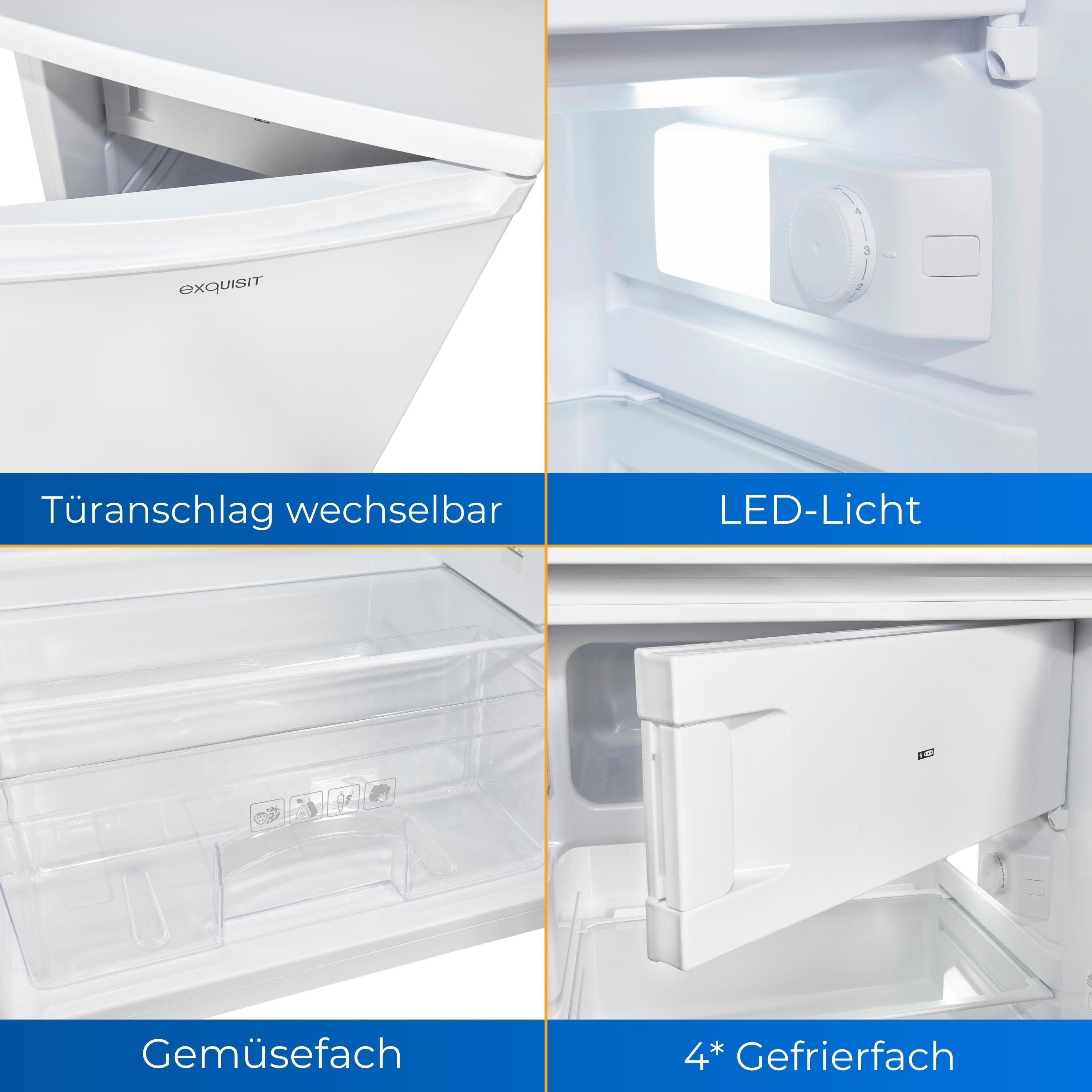 exquisit Kühlschrank KS516-4-E-040E, 85.5 cm hoch, 55 cm breit, 4* Gefrierfach, Butterfach, Türanschlag wechselbar
