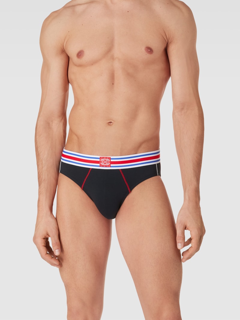 Slip mit Kontraststreifen Modell 'TIE BREAK' in schwarz