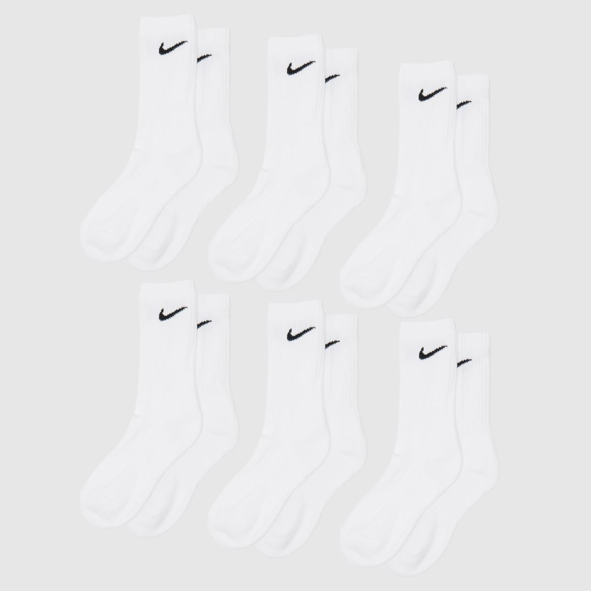 Komplet 6 belih in črnih nogavic za vsak dan Nike