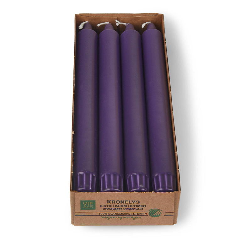 Vie Eco Kronelys 8-pk 24 cm eco lilla advent