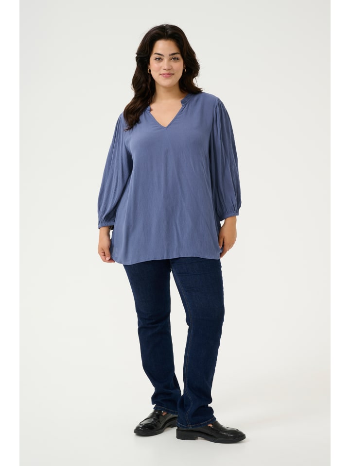 KAFFE curve Langarm-Bluse KCkamille in Blue Indigo günstig kaufen