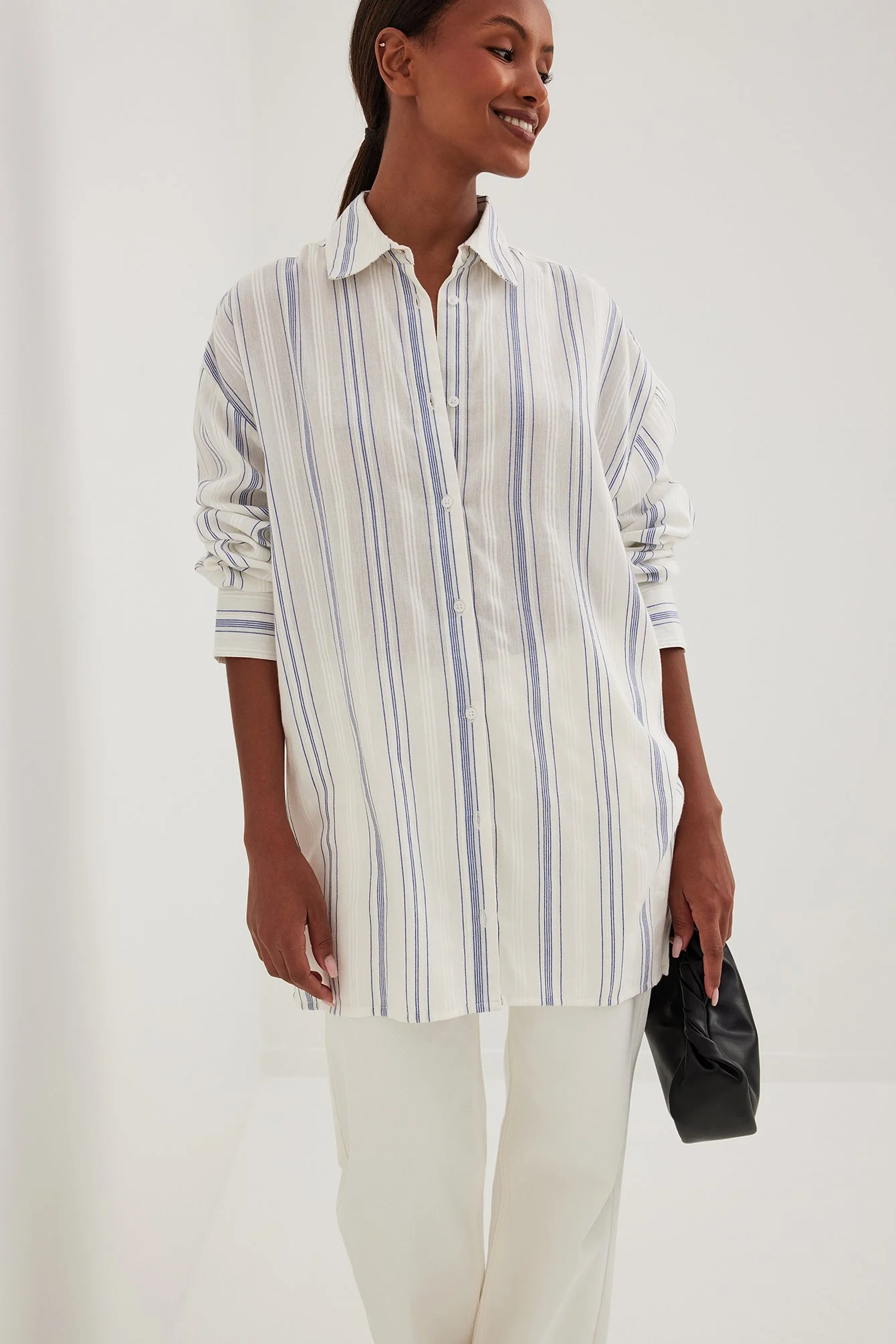 Oversize-Langarmhemd mit Streifen