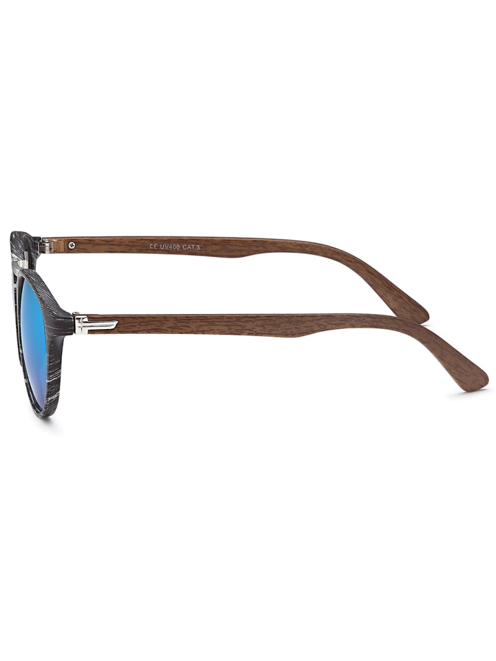 styleBREAKER Sonnenbrille in Schwarz-Silber / Blau verspiegelt günstig kaufen onesize