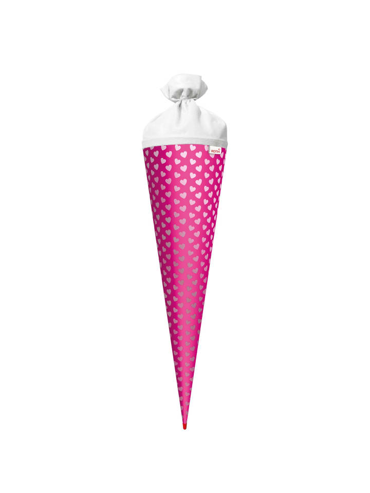 ROTH Bastel-Schultüte groß pink 70 cm, Herzen in Glanzfolie in Pink günstig kaufen onesize