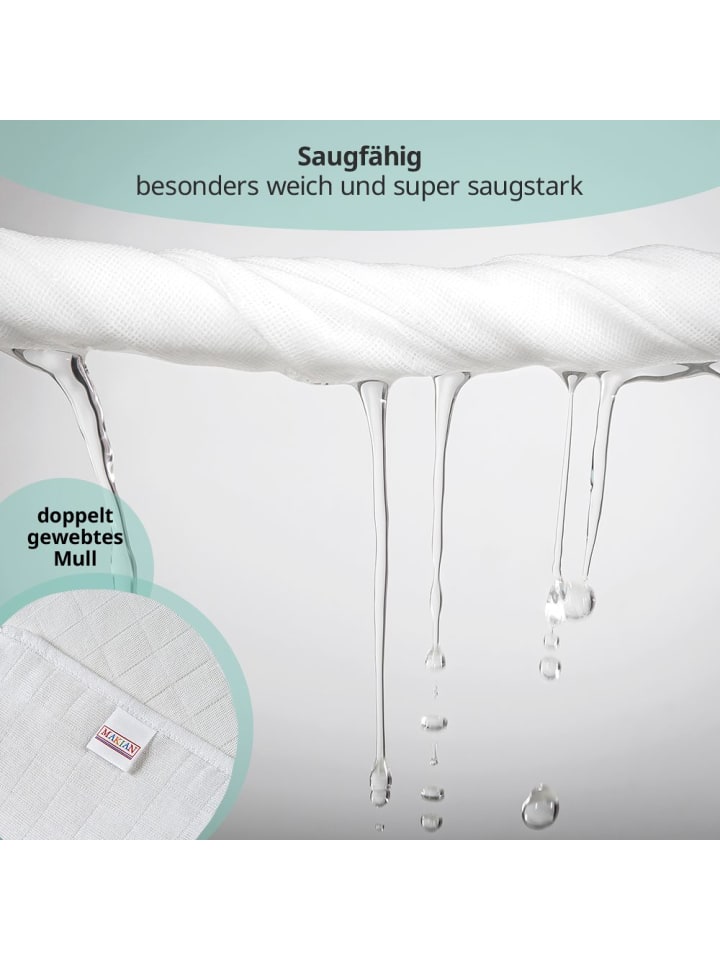 Makian Mullwindeln / Mulltücher / Spucktücher - 10er Pack in weiss günstig kaufen onesize