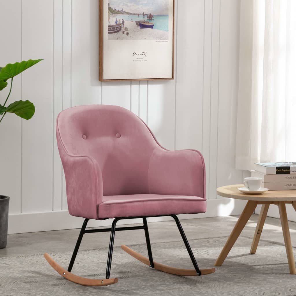 möbelando Schaukelstuhl Aletshausen (B/H/T: 60x84x74 cm), aus Samt in Rosa