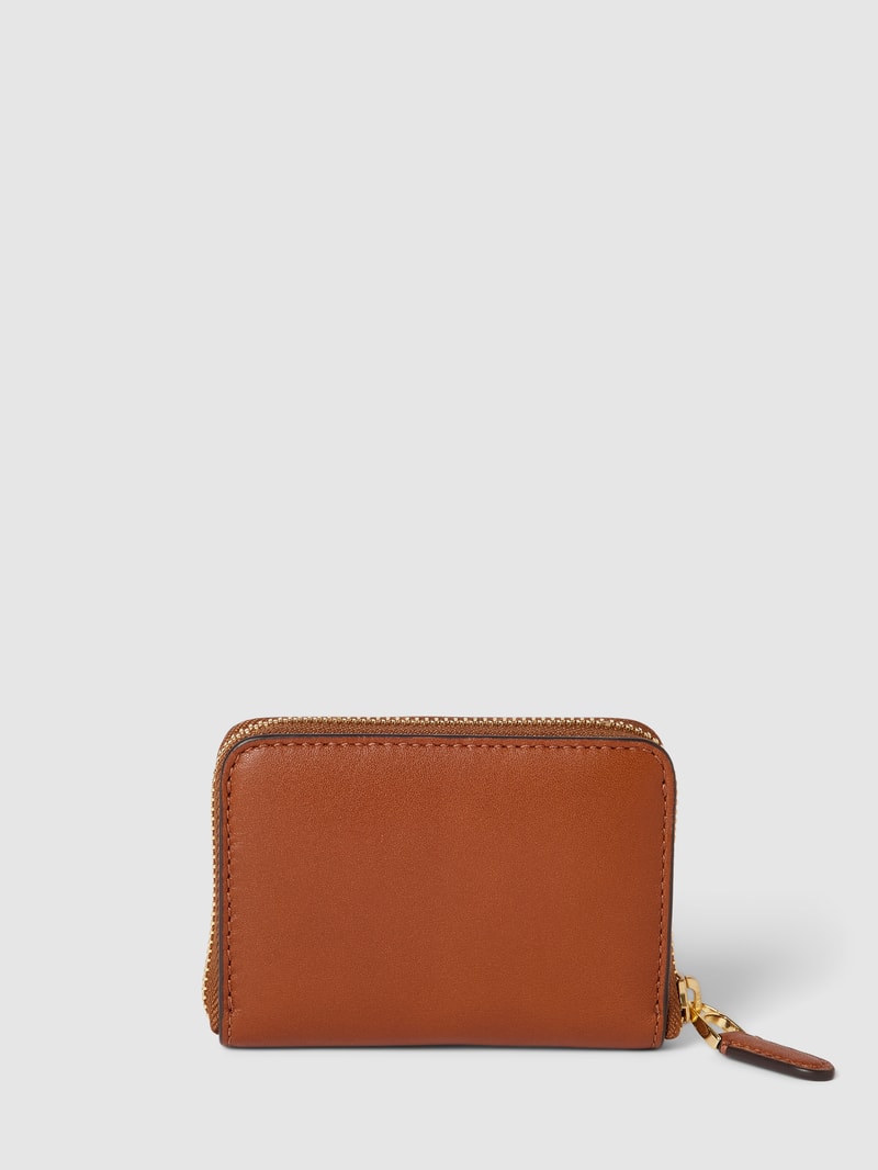 Portemonnaie mit Label-Applikation Modell 'ZIP' in cognac