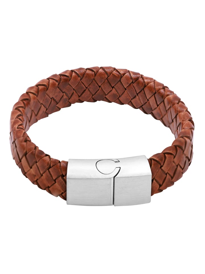 Steel_Art Herrenarmband Lederarmband Keno in cognac günstig kaufen
