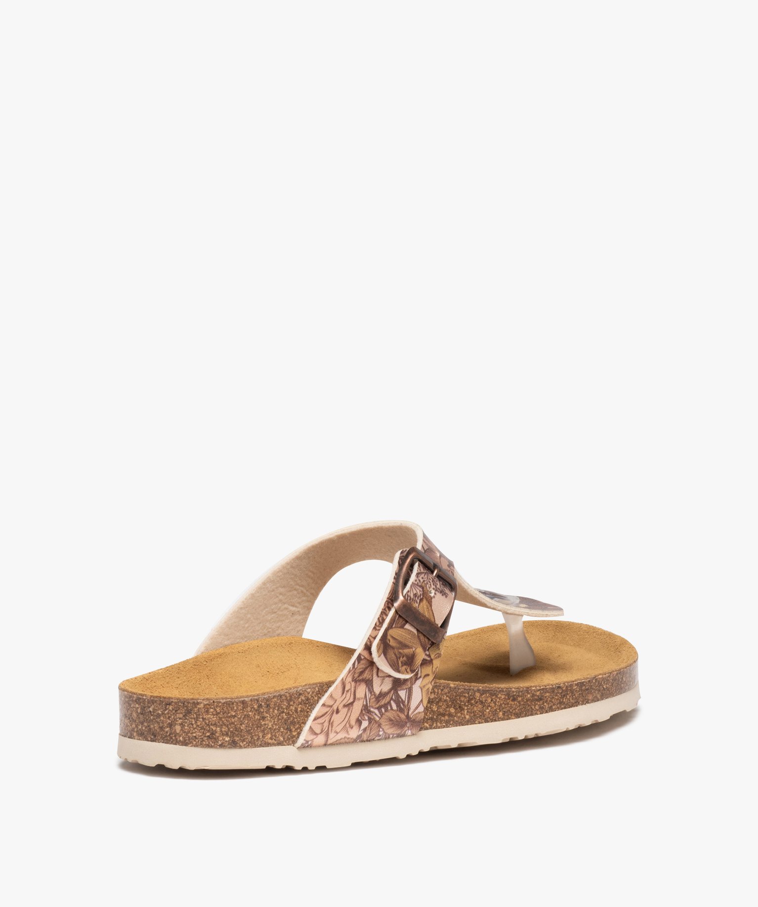 Mules femme à bride entre-doigts imprimée rose | GEMO