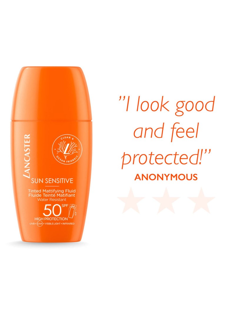 Fluid matifiant Lancaster Sun Sensitive cu culoare SPF50 - Protecție solară cu culoare