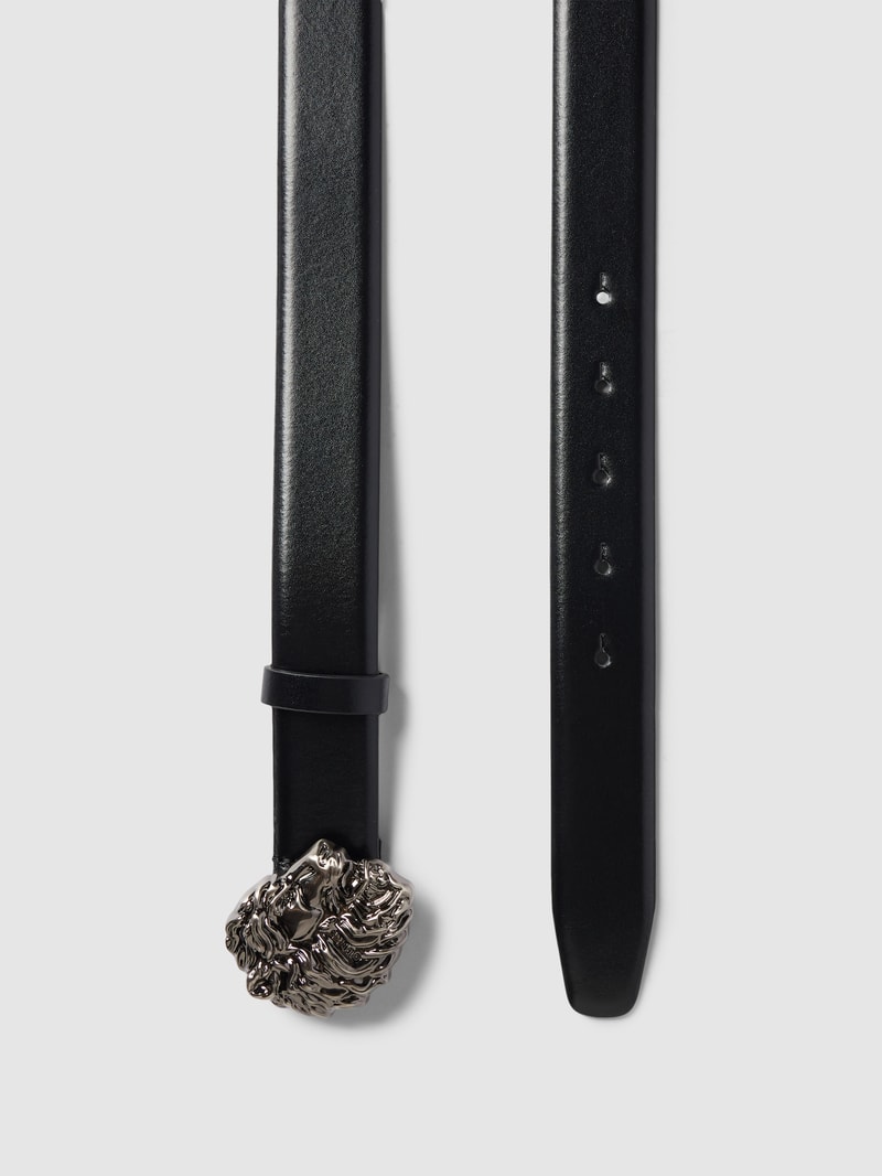 Ledergürtel mit Motiv-Pinschließe in metallic Modell 'KING' in schwarz