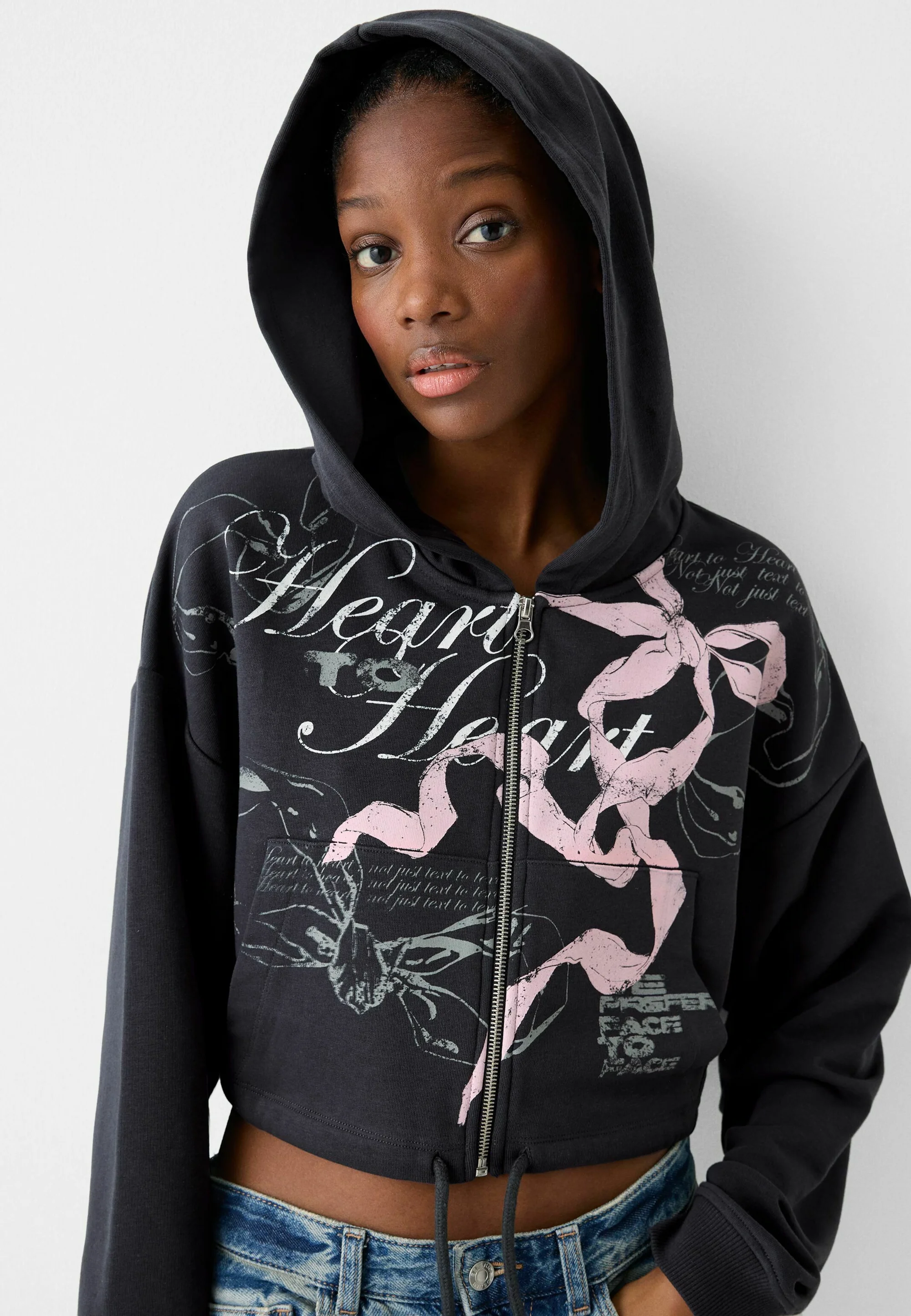 Bershka ESTAMPADO - Sudadera con cremallera