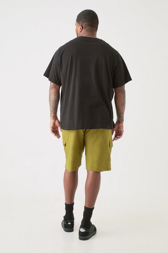Plus lockere Leinen Cargo-Shorts mit elastischem Bund