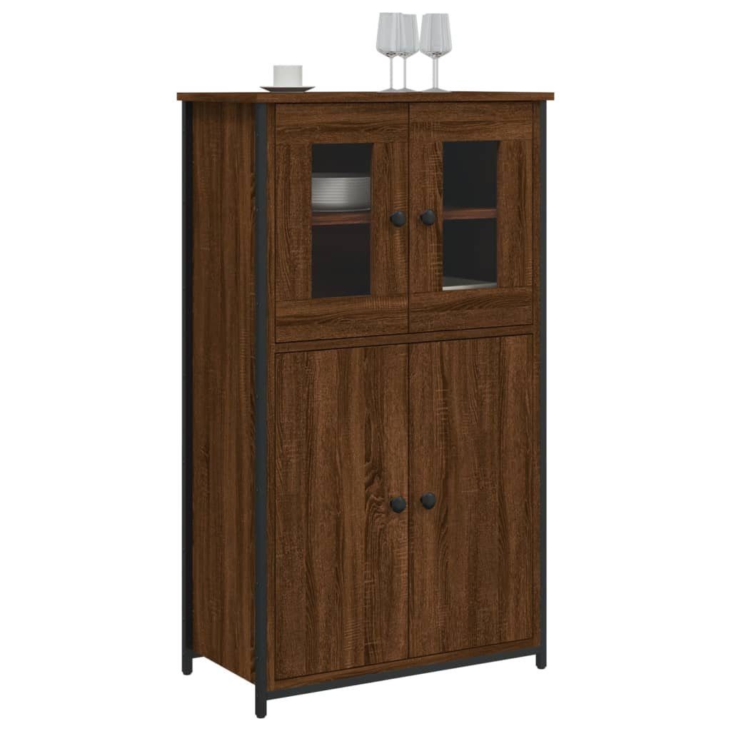 vidaXL Anrichte Highboard Braun Eichen-Optik 62x32x106,5 cm Holzwerkstoff Glas Vitrine