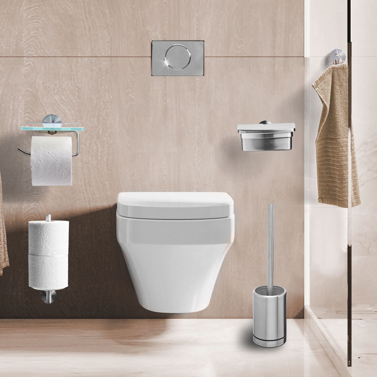 Weles AMARE Luxus WC-Bürste belüftete Edelstahl, 37 x 9 x 9 cm