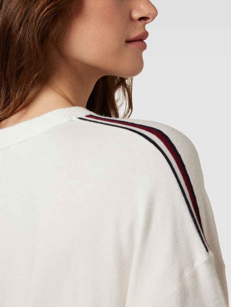 Sweatshirt aus Viskose-Mix mit Kontraststreifen in ecru