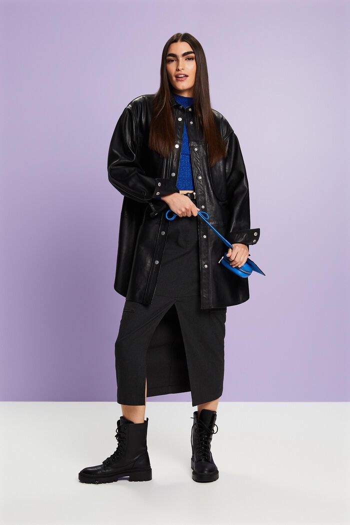 Oversize-Hemdjacke aus Leder