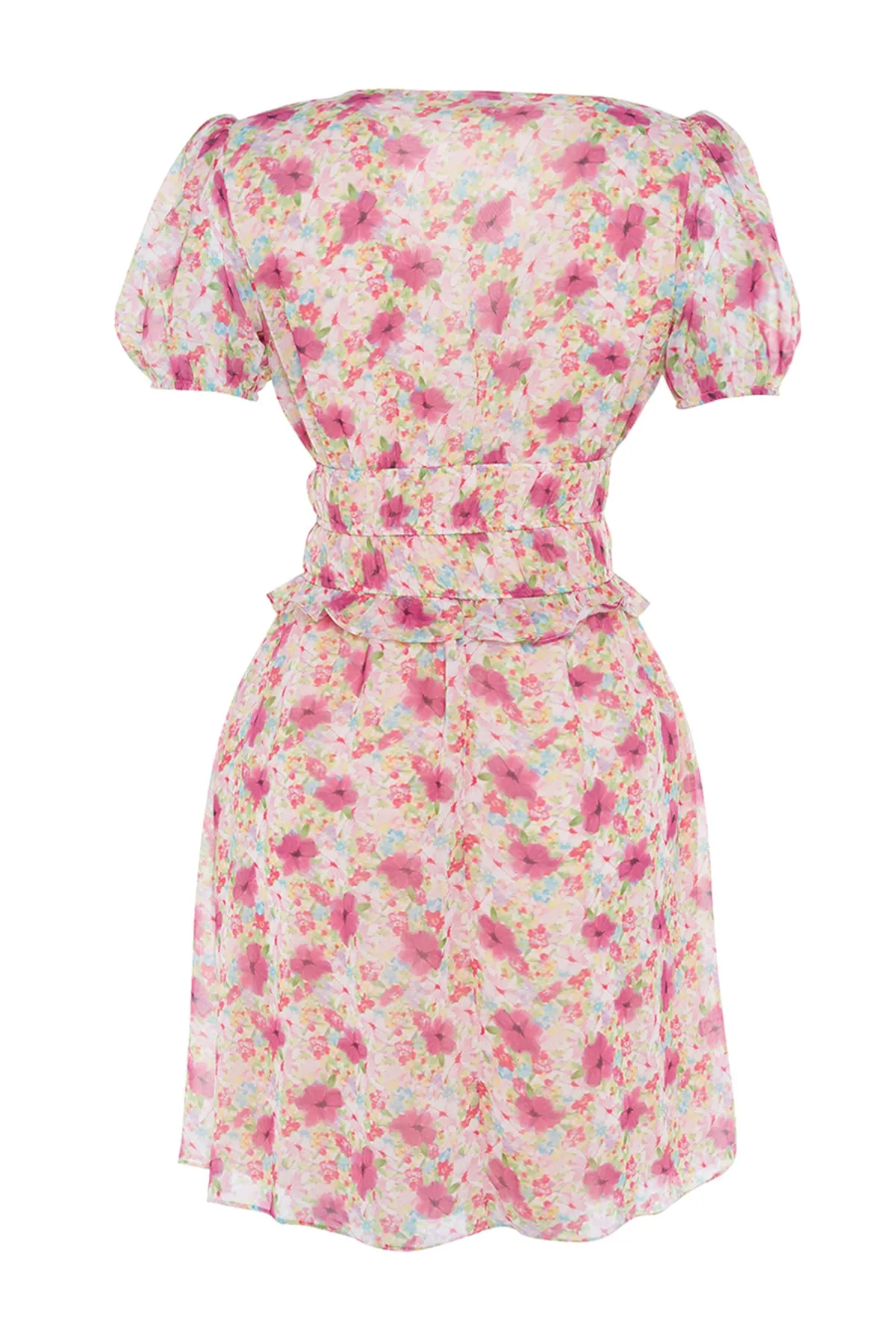Trendyol Collection  Rosa Taillen-Minikleid aus gewebtem, gefüttertem Gimped-Webstoff TWOSS23EL01374
