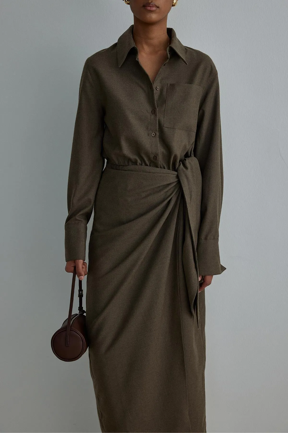 Suud Collection  Braunes Goldie Wickelkleid