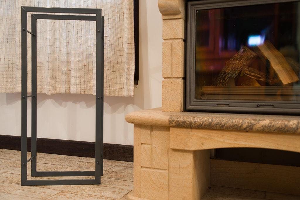 DanDiBo Kaminholzregal Kaminholzregal Kaminholzständer 100 cm Grau 80003 Holzkorb Kaminholzhalter Regal