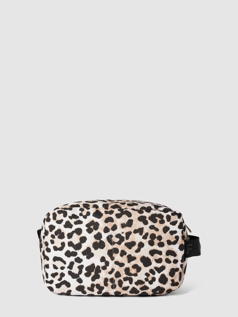 Kosmetiktasche mit Allover-Muster Modell 'Cleo' in sand