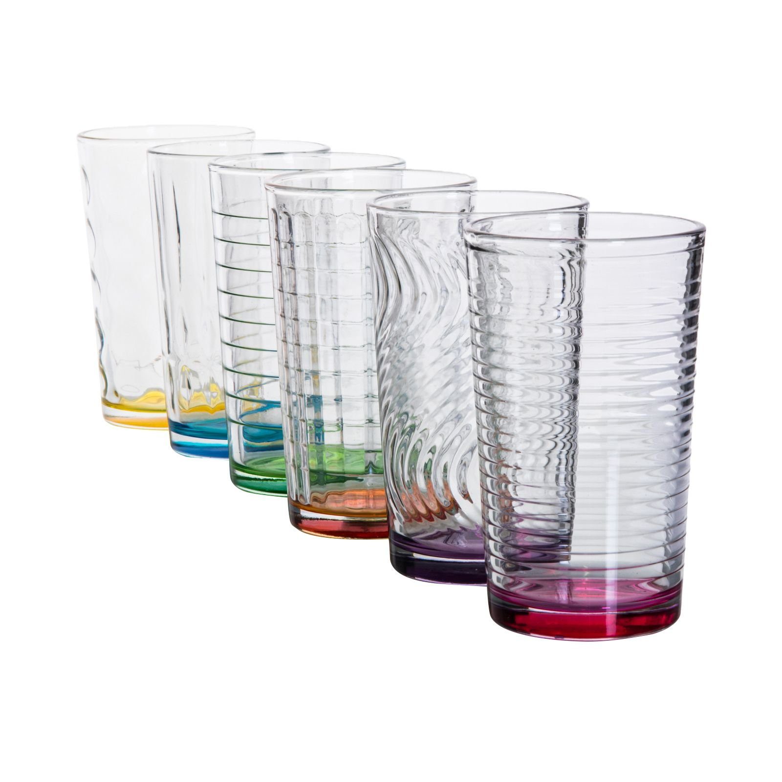 astor24 Gläser-Set 6 x bunte Trinkkgläser Kindergläser Wassergläser, Glas, hochwertig bunte Gläser in PREMIUM Qualität -