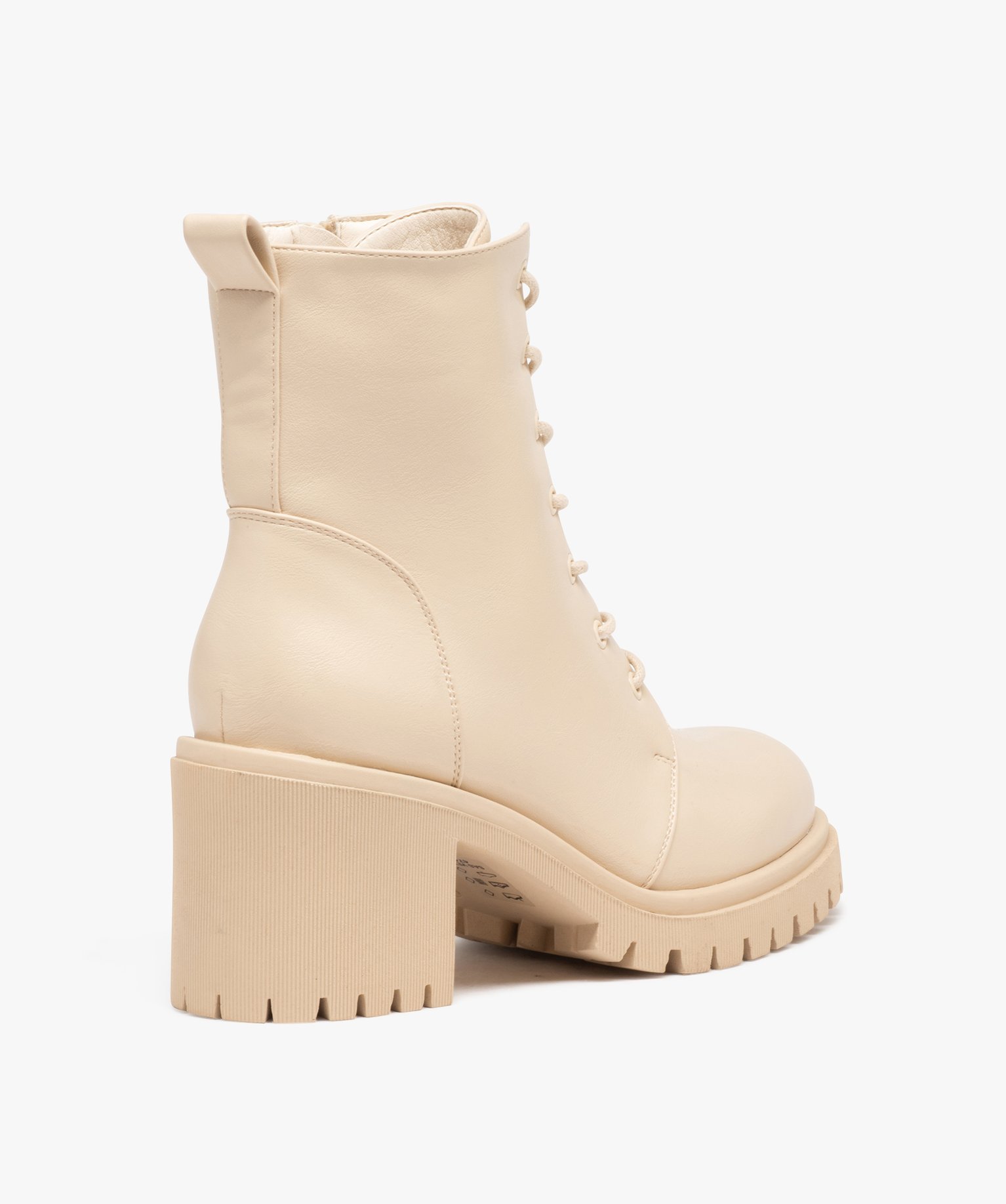 Boots à talon et épaisse semelle crantée femme beige | GEMO