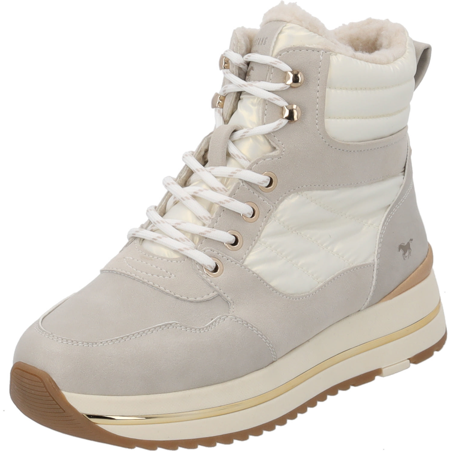 Mustang 1480602, Schnürstiefel, Damen, Beige (Taupe/Gold/Weiß)