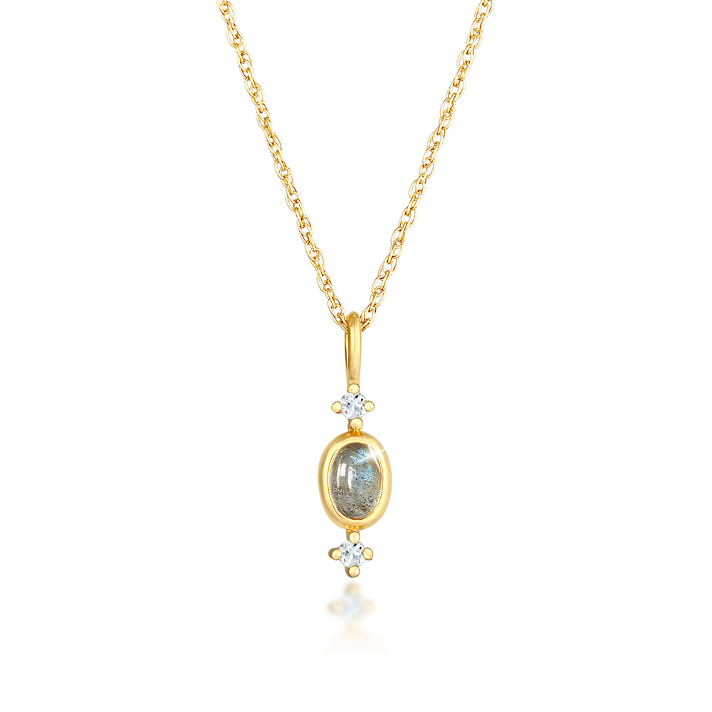 Elli PREMIUM Elli PREMIUM Collier Pendentif torsadé pour dames avec topaze de Labradorite en 9 collier