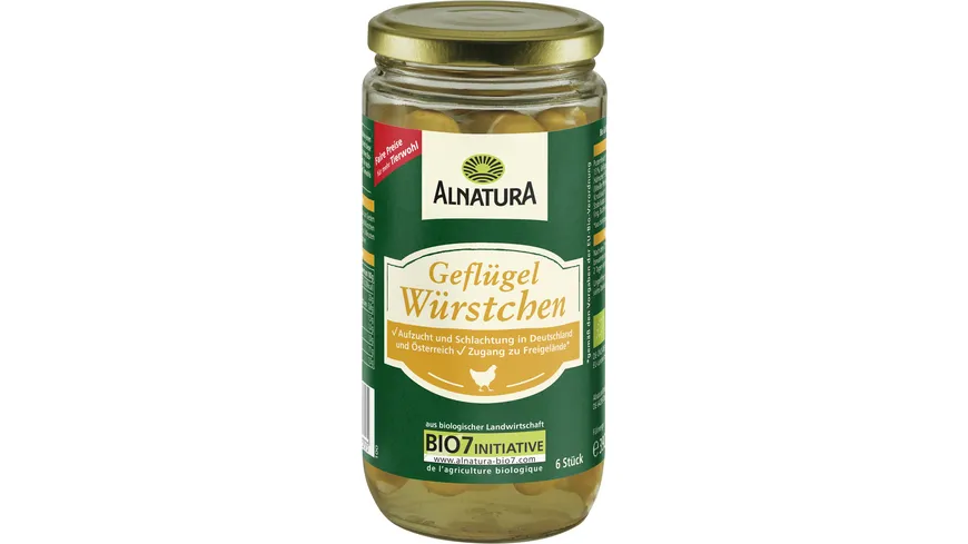 Alnatura Bio Geflügelwürstchen, Glas 180 g