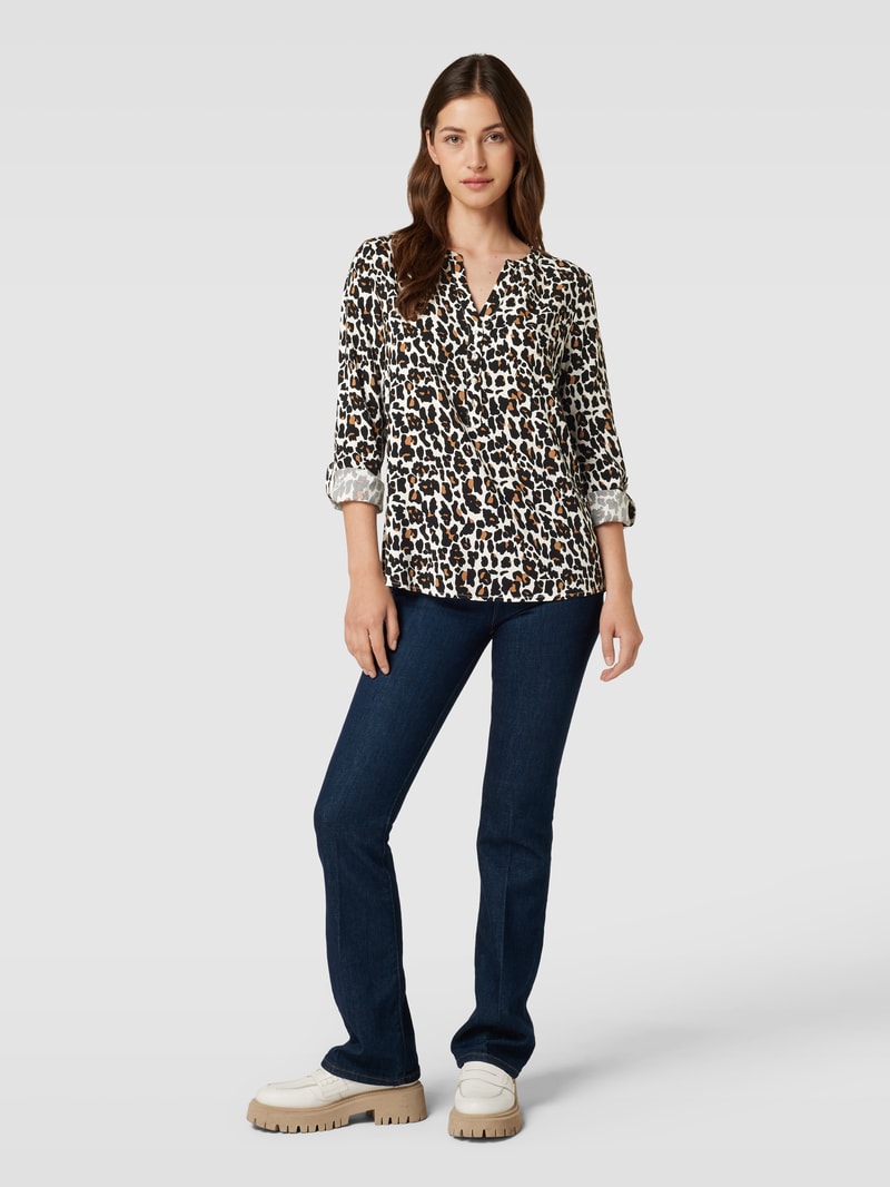 Blusenshirt mit Allover-Print in beige