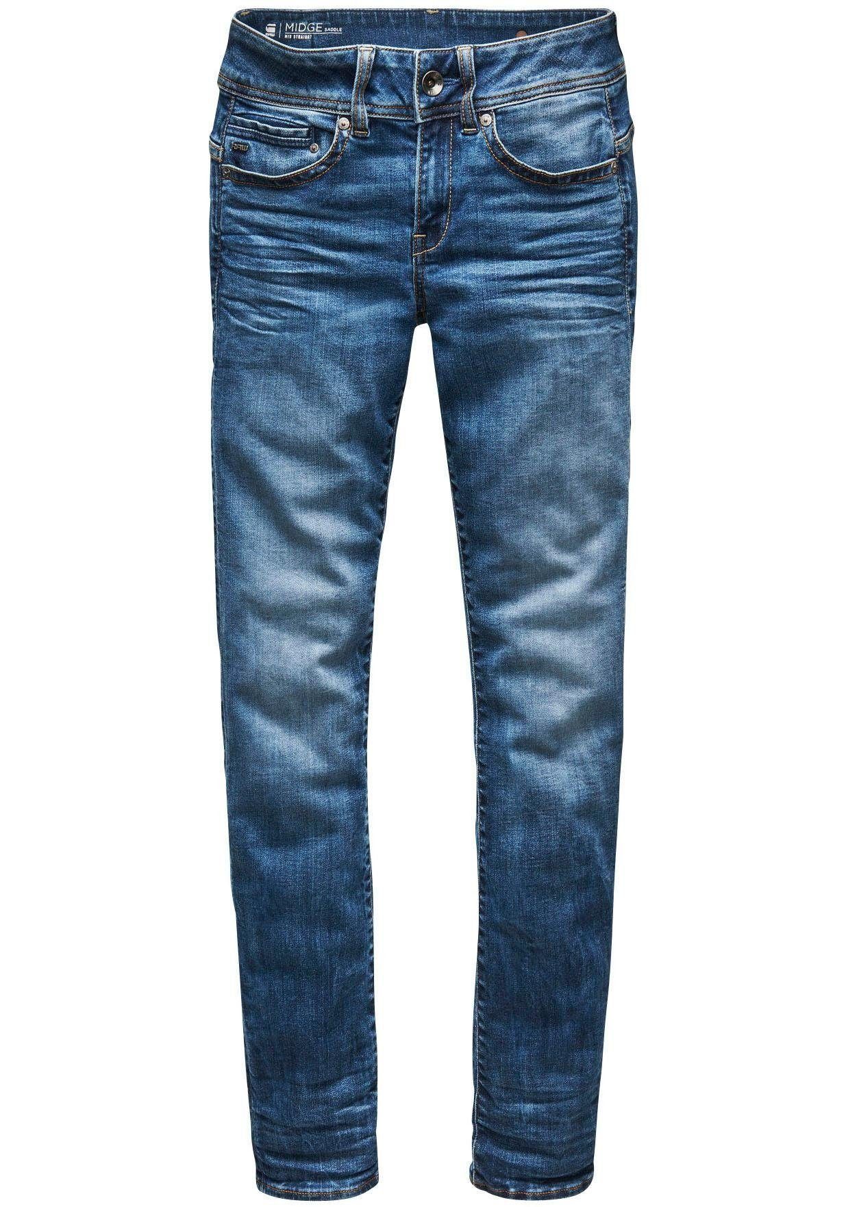 G-Star RAW Slim-fit-Jeans Midge Mid Straight Wmn mit Used-Effekten
