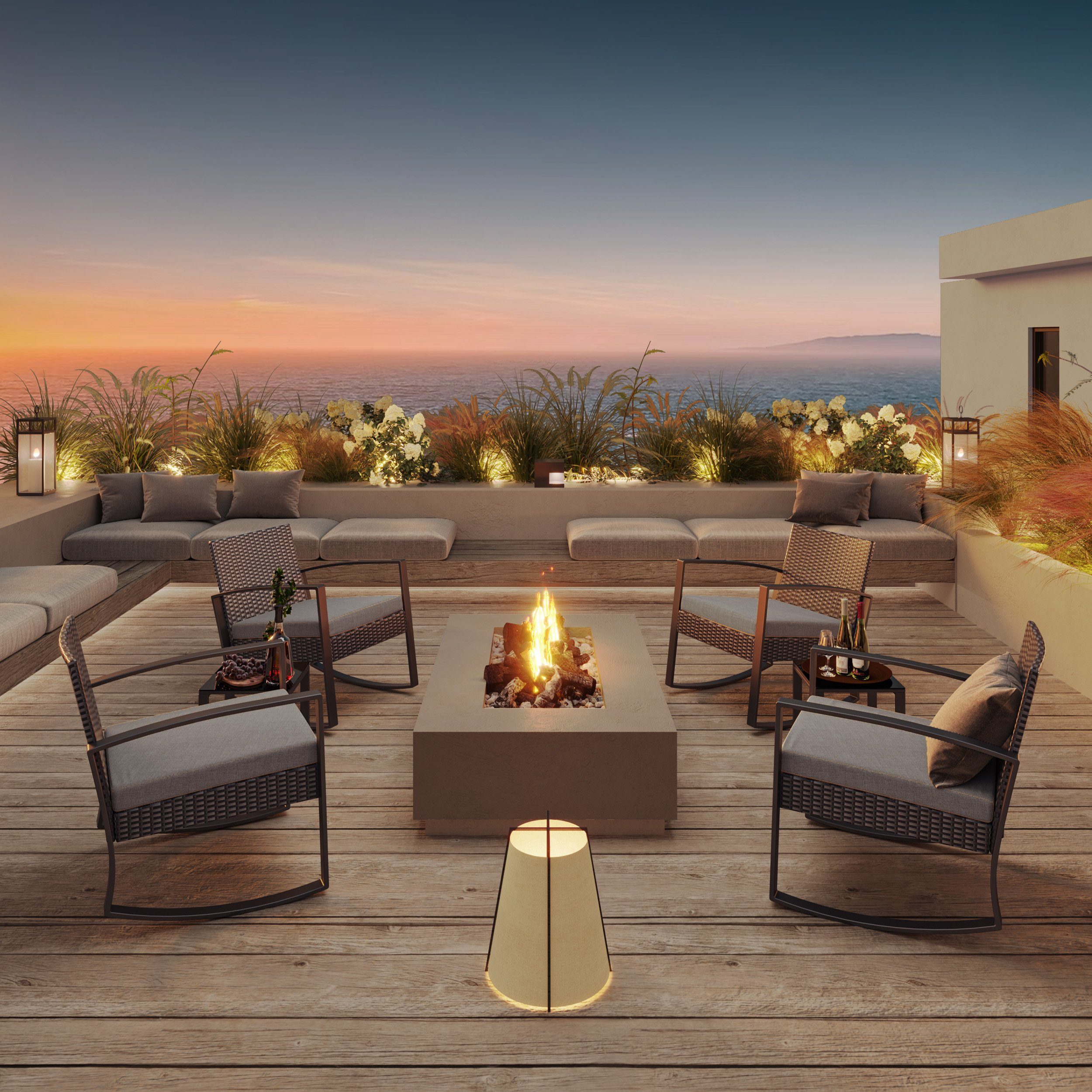 Bealife Balkonset, Balkonmöbel Set 2 Personen, Rattan Gartenmöbel 3 Teilig