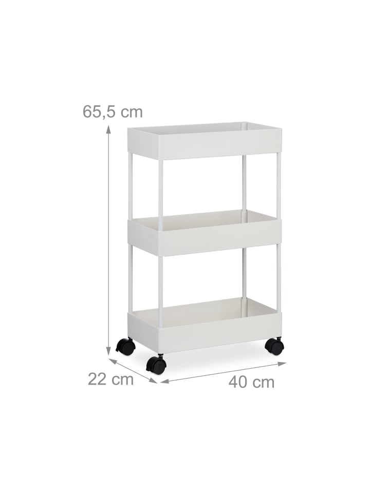 relaxdays Rollwagen in Weiß - (B)40 x (H)65,5 x (T)22 cm günstig kaufen onesize