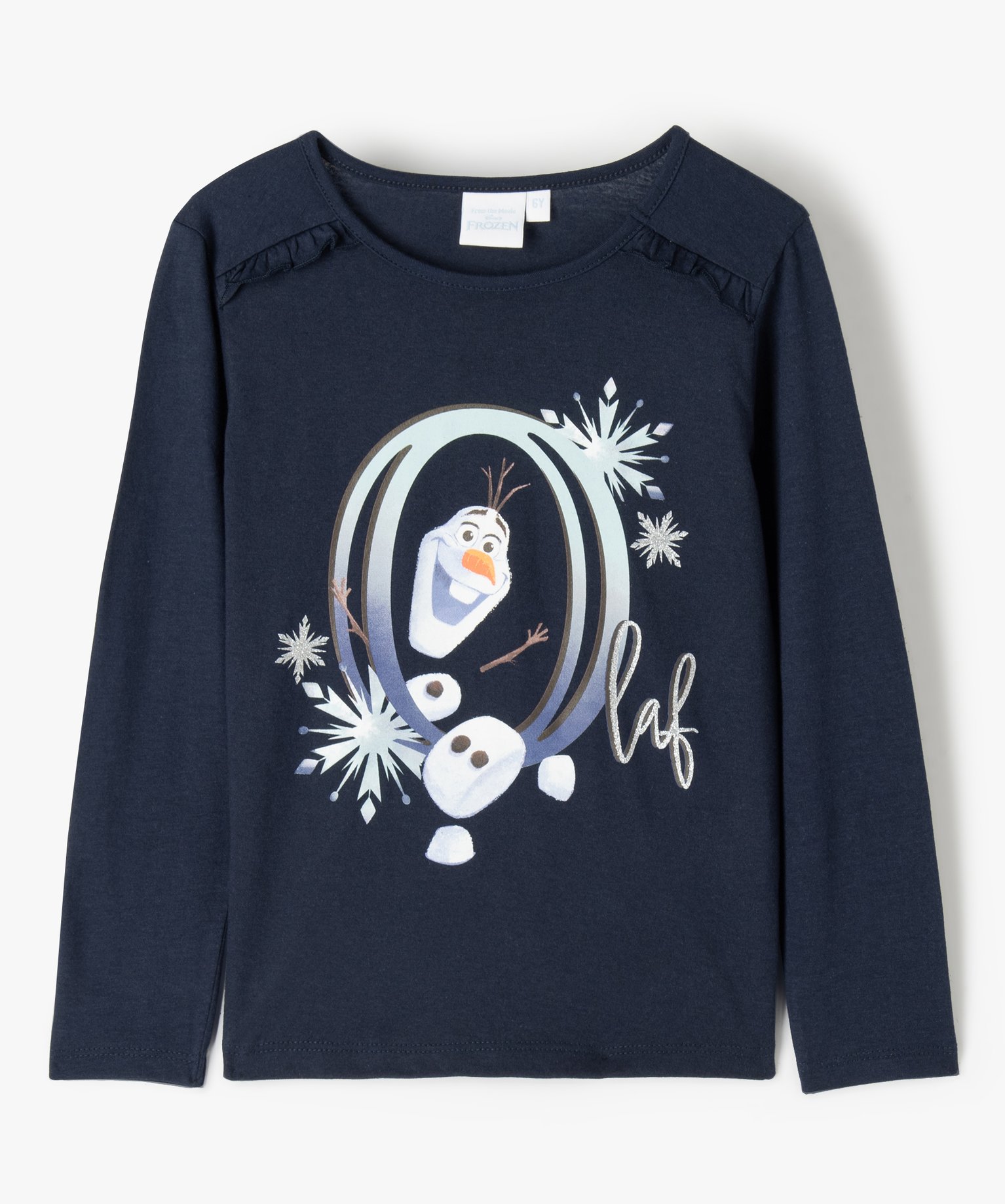 Tee-shirt fille à manches longues avec motif - La Reine des... marine | GEMO