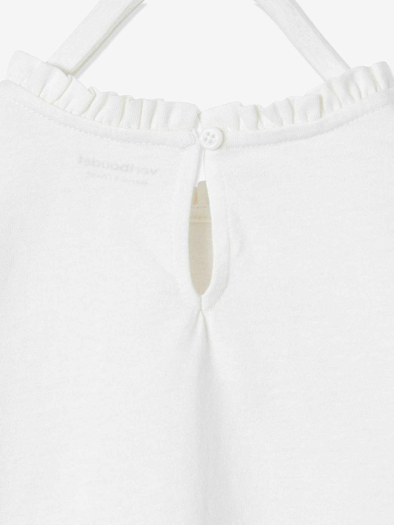 Vertbaudet Mädchen Shirt mit Rüschendetails - wollweiß